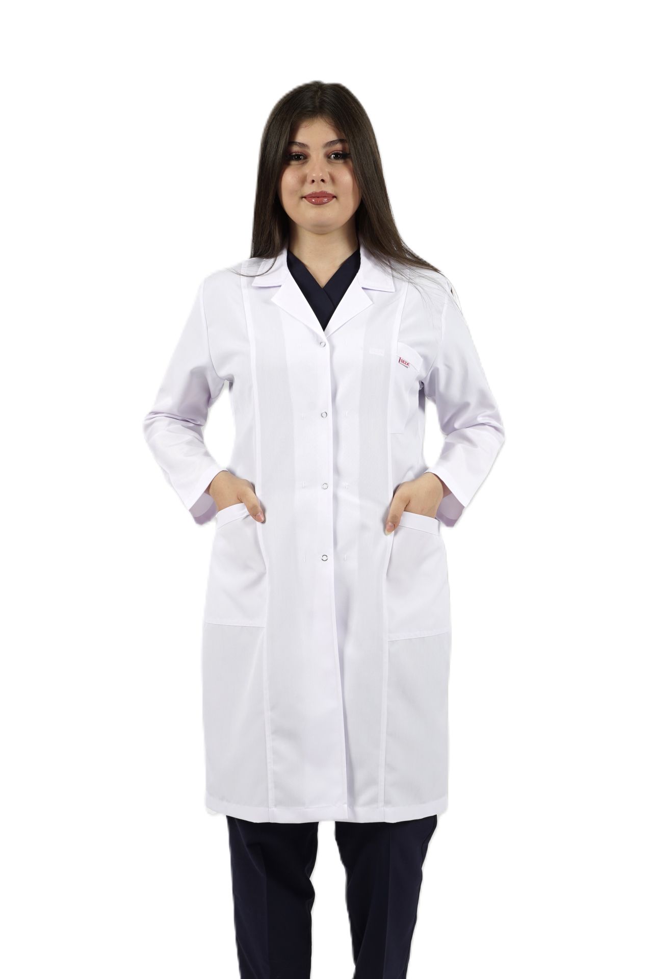 Gömlek Yaka Uzun Boy Kadın Doktor-Öğretmen Önlüğü