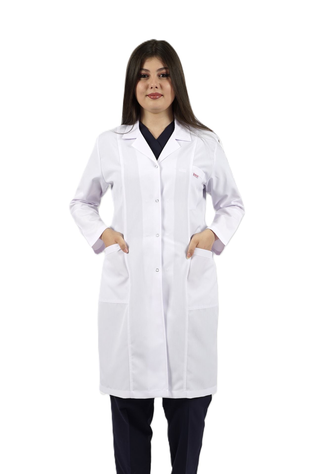Gömlek Yaka Uzun Boy Kadın Doktor-Öğretmen Önlüğü