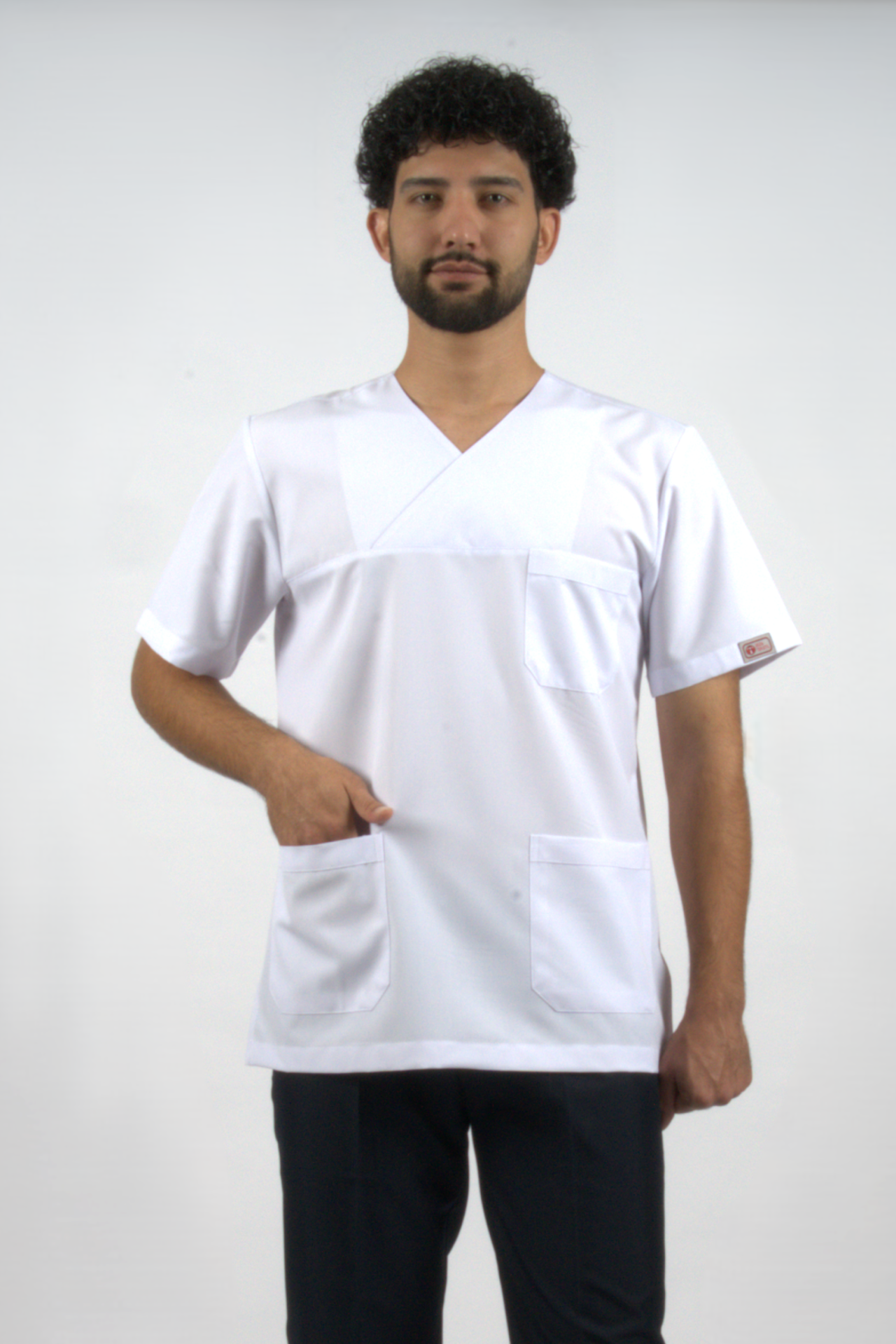 Zarf Yaka Alpaka Erkek Scrubs Doktor Hemşire Forma Üst