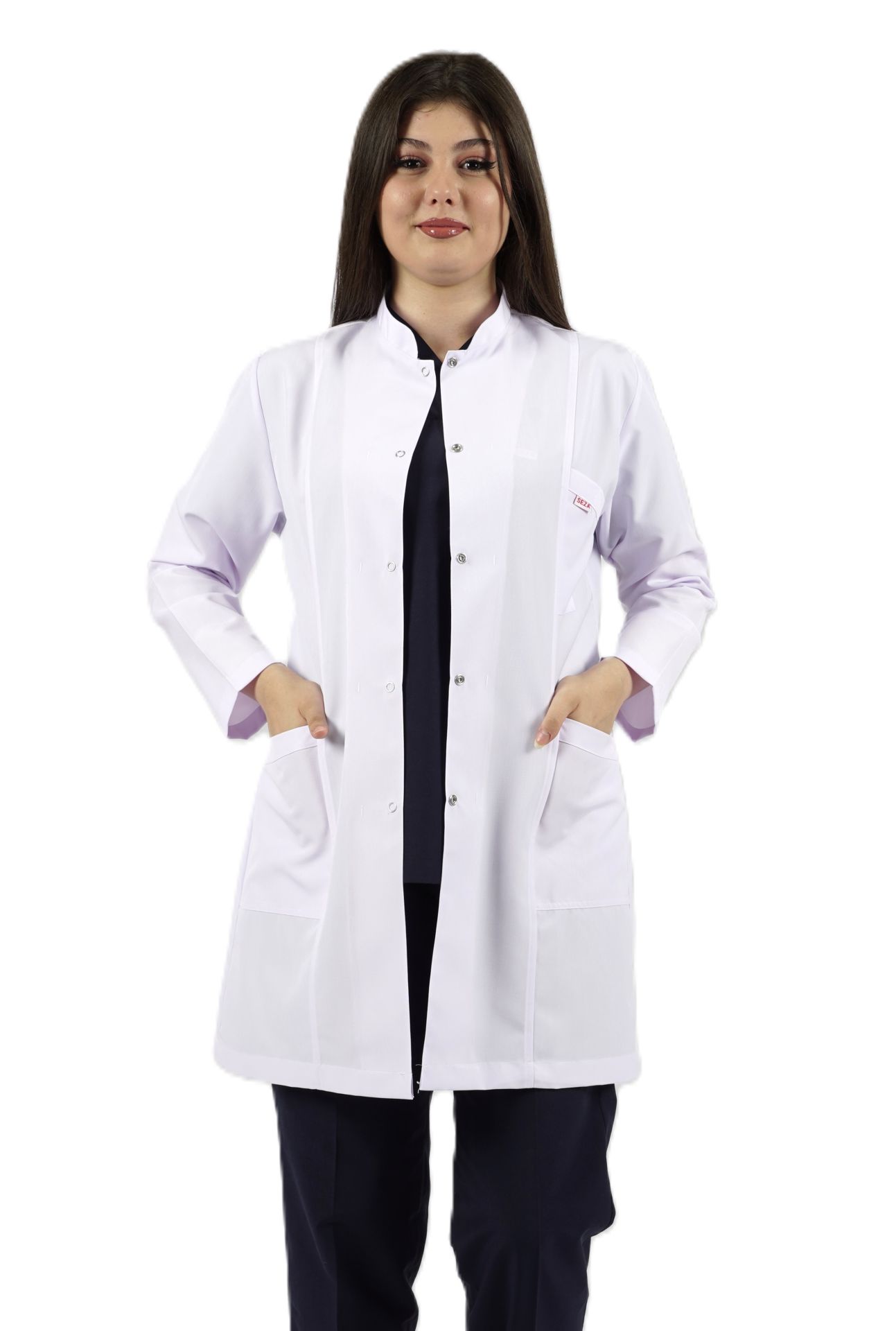 Hakim Yaka Orta Boy Kadın Doktor-Öğretmen Önlüğü