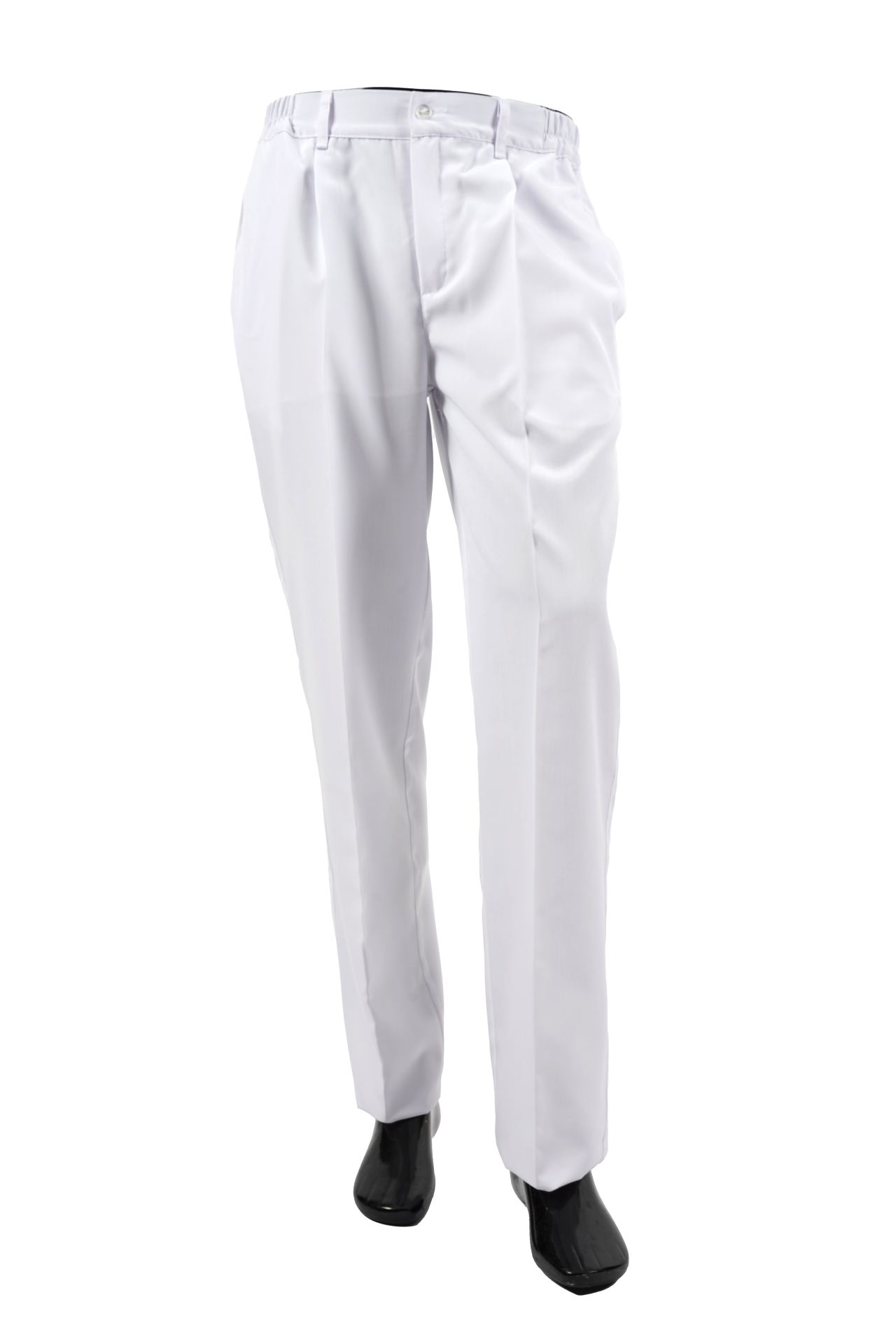 AŞÇI ERKEK BEYAZ PANTOLON - Kemerli