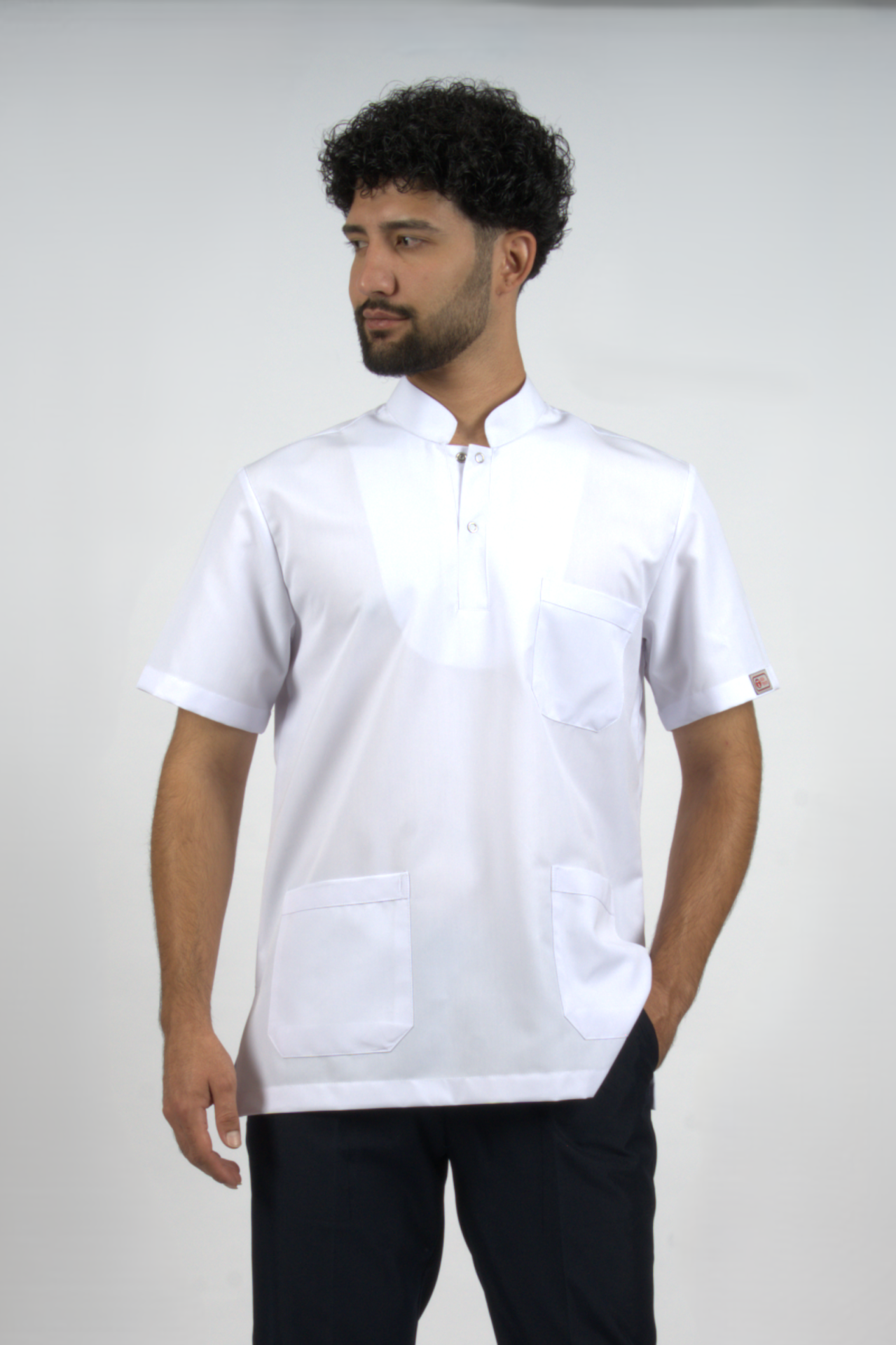 Polo Hakim Yaka Alpaka Erkek Scrubs Doktor Hemşire Forma Üst