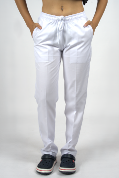 Beyaz Alpaka Kumaş Unisex Scrubs Doktor Hemşire Forma Alt