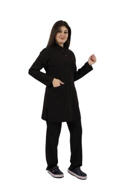 LİKRALI TESETTÜR FORMA TAKIM - Siyah