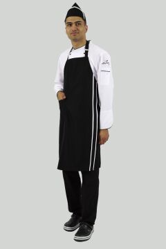 ASKILI ÖNLÜK (Ayar Tokalı) - Siyah / Beyaz Biyeli