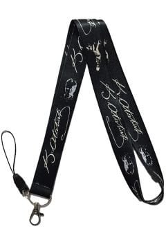 K. Atatürk İmza Siyah - Boyun İpi Telefon Askısı