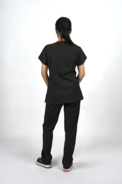 Siyah Premium Flex Unisex Likralı Scrubs Doktor Hemşire Üniforma Takım