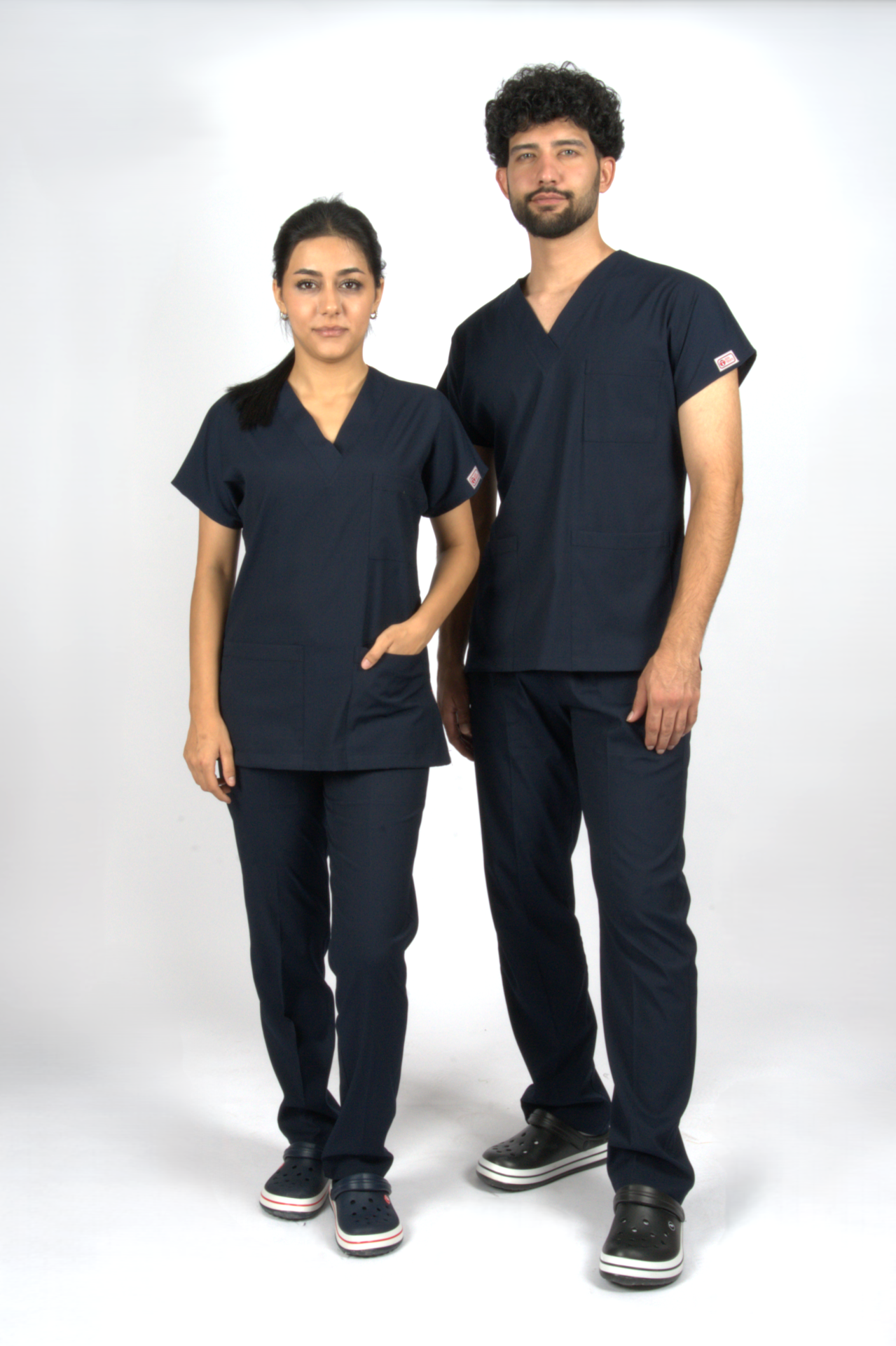 Lacivert Premium Flex Unisex Likralı Scrubs Doktor Hemşire Üniforma Takım