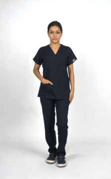Lacivert Premium Flex Unisex Likralı Scrubs Doktor Hemşire Üniforma Takım