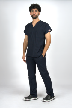 Lacivert Premium Flex Unisex Likralı Scrubs Doktor Hemşire Üniforma Takım