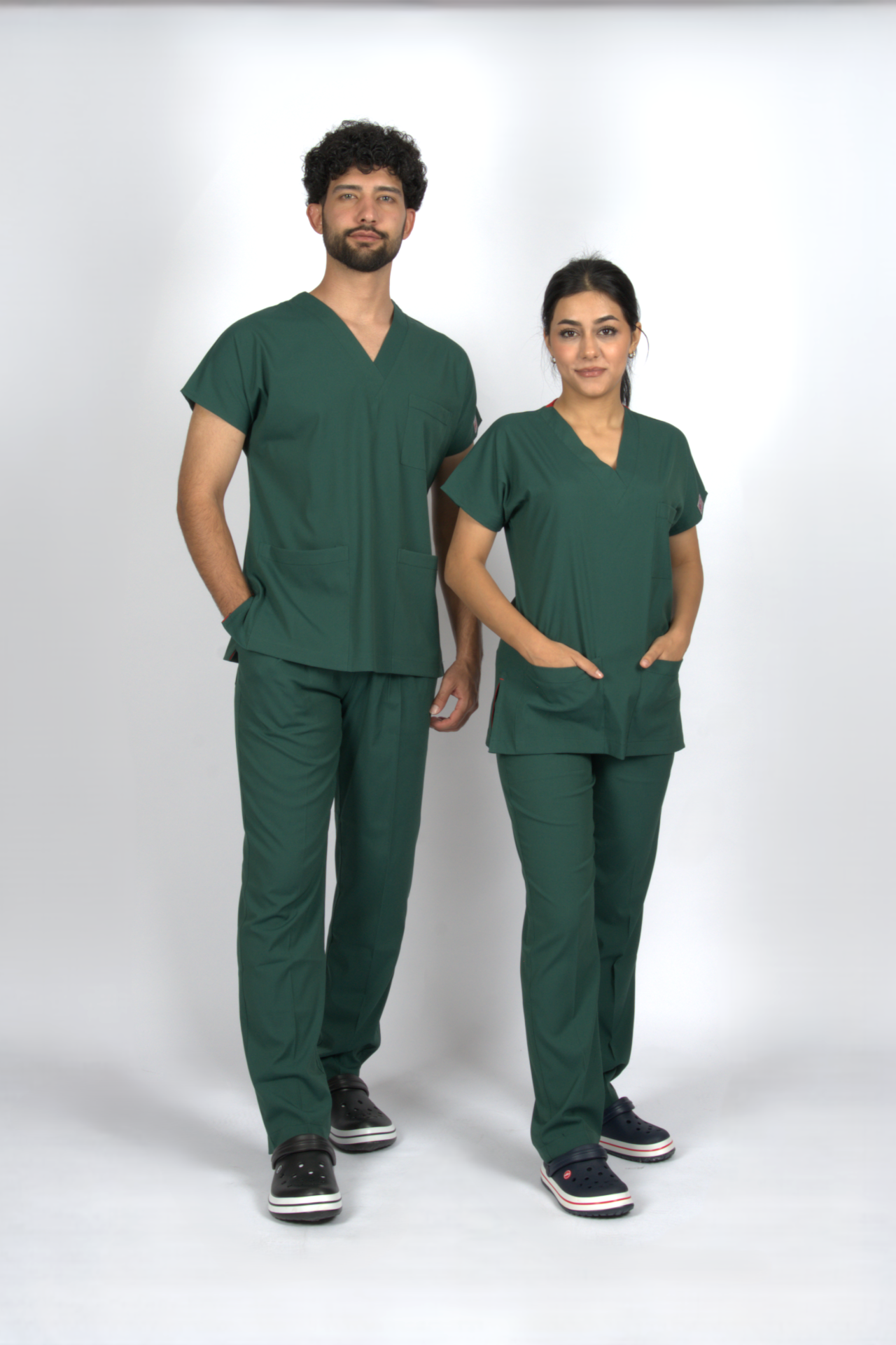 Zümrüt Yeşili Premium Flex Unisex Likralı Scrubs Doktor Hemşire Üniforma Takım