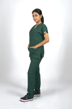 Zümrüt Yeşili Premium Flex Unisex Likralı Scrubs Doktor Hemşire Üniforma Takım