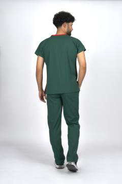 Zümrüt Yeşili Premium Flex Unisex Likralı Scrubs Doktor Hemşire Üniforma Takım