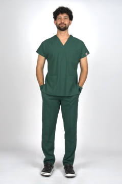 Zümrüt Yeşili Premium Flex Unisex Likralı Scrubs Doktor Hemşire Üniforma Takım