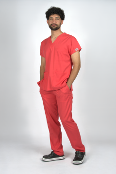 Nar Çiçeği Premium Flex Unisex Likralı Scrubs Doktor Hemşire Üniforma Takım
