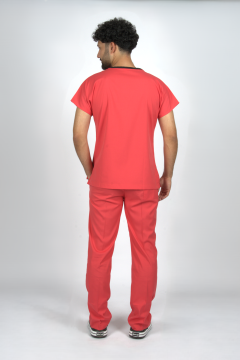 Nar Çiçeği Premium Flex Unisex Likralı Scrubs Doktor Hemşire Üniforma Takım