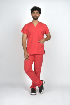 Nar Çiçeği Premium Flex Unisex Likralı Scrubs Doktor Hemşire Üniforma Takım