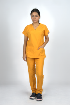 Hardal Premium Flex Unisex Likralı Scrubs Doktor Hemşire Üniforma Takım