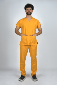 Hardal Premium Flex Unisex Likralı Scrubs Doktor Hemşire Üniforma Takım