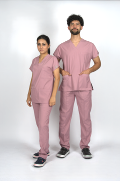 Gül Kurusu Premium Flex Unisex Likralı Scrubs Doktor Hemşire Üniforma Takım