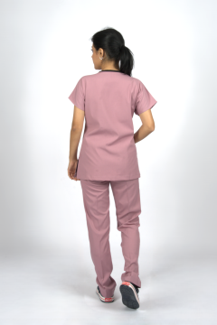 Gül Kurusu Premium Flex Unisex Likralı Scrubs Doktor Hemşire Üniforma Takım