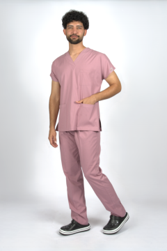 Gül Kurusu Premium Flex Unisex Likralı Scrubs Doktor Hemşire Üniforma Takım