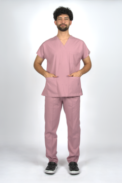 Gül Kurusu Premium Flex Unisex Likralı Scrubs Doktor Hemşire Üniforma Takım