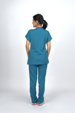 Petrol Yeşili Premium Flex Unisex Likralı Scrubs Doktor Hemşire Üniforma Takım