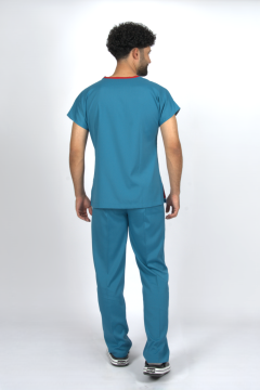 Petrol Yeşili Premium Flex Unisex Likralı Scrubs Doktor Hemşire Üniforma Takım