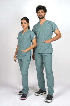 Filiz Yeşili Premium Flex Unisex Likralı Scrubs Doktor Hemşire Üniforma Takım
