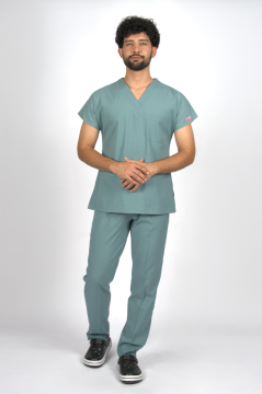 Filiz Yeşili Premium Flex Unisex Likralı Scrubs Doktor Hemşire Üniforma Takım