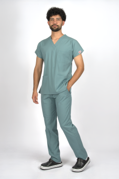 Filiz Yeşili Premium Flex Unisex Likralı Scrubs Doktor Hemşire Üniforma Takım