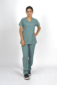 Filiz Yeşili Premium Flex Unisex Likralı Scrubs Doktor Hemşire Üniforma Takım