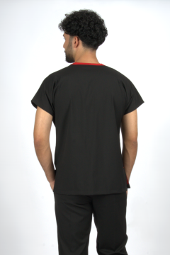 Siyah Premium Flex Likralı Unisex Scrubs Doktor Hemşire Forma Üst