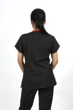 Siyah Premium Flex Likralı Unisex Scrubs Doktor Hemşire Forma Üst