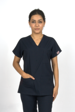 Lacivert Premium Flex Likralı Unisex Scrubs Doktor Hemşire Forma Üst