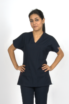 Lacivert Premium Flex Likralı Unisex Scrubs Doktor Hemşire Forma Üst