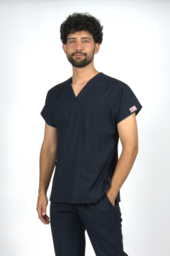 Lacivert Premium Flex Likralı Unisex Scrubs Doktor Hemşire Forma Üst