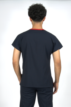 Lacivert Premium Flex Likralı Unisex Scrubs Doktor Hemşire Forma Üst