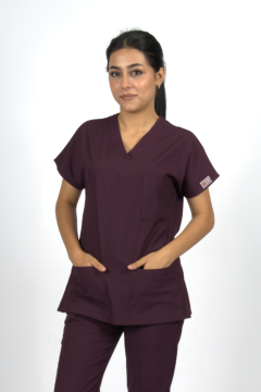 Mürdüm Premium Flex Likralı Unisex Scrubs Doktor Hemşire Forma Üst