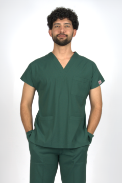 Zümrüt Yeşili Premium Flex Likralı Unisex Scrubs Doktor Hemşire Forma Üst