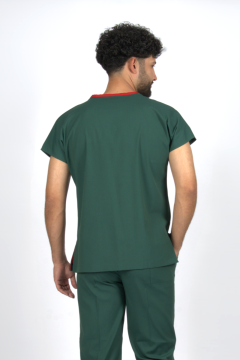 Zümrüt Yeşili Premium Flex Likralı Unisex Scrubs Doktor Hemşire Forma Üst
