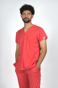 Nar Çiçeği Premium Flex Likralı Unisex Scrubs Doktor Hemşire Forma Üst