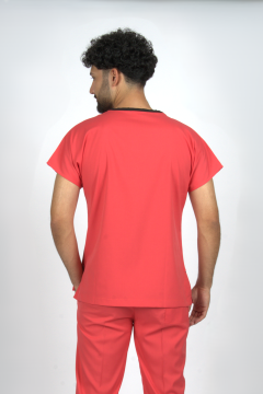 Nar Çiçeği Premium Flex Likralı Unisex Scrubs Doktor Hemşire Forma Üst