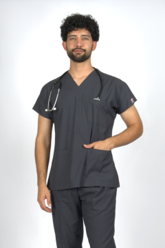 Füme Premium Flex Likralı Unisex Scrubs Doktor Hemşire Forma Üst