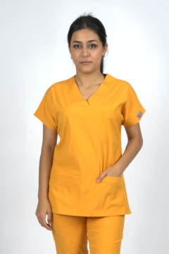 Hardal Premium Flex Likralı Unisex Scrubs Doktor Hemşire Forma Üst