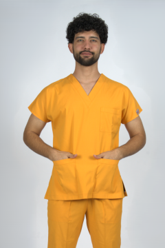 Hardal Premium Flex Likralı Unisex Scrubs Doktor Hemşire Forma Üst