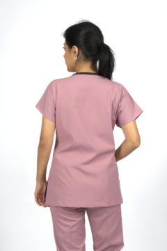 Gül Kurusu Premium Flex Likralı Unisex Scrubs Doktor Hemşire Forma Üst