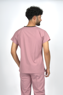 Gül Kurusu Premium Flex Likralı Unisex Scrubs Doktor Hemşire Forma Üst