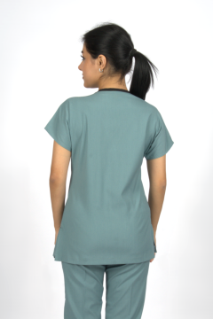 Filiz Yeşili Premium Flex Likralı Unisex Scrubs Doktor Hemşire Forma Üst